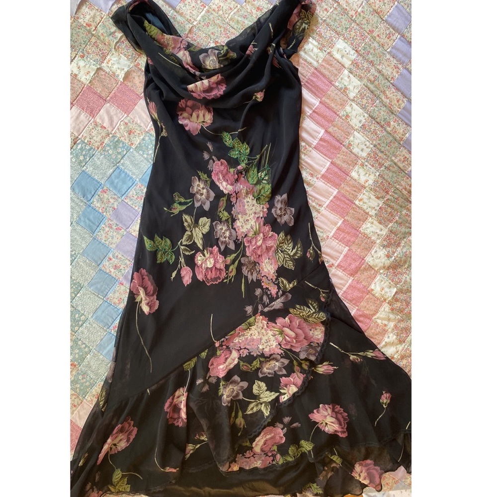 y2k Connected Apparel Black Floral Fairy Midi Dress